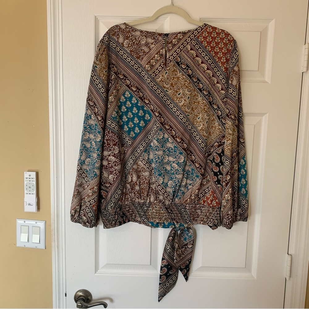 I.N. Studio Multicolor Long Sleeve Patterned Blou… - image 6